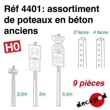 Assortiment de poteaux en béton anciens [HO]