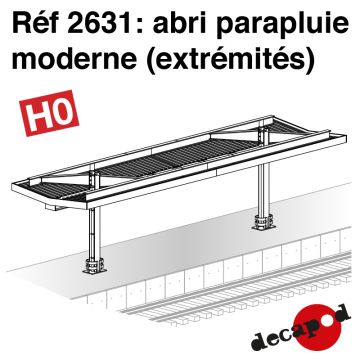 Abri parapluie moderne : 2 éléments d'extrémité [HO] 